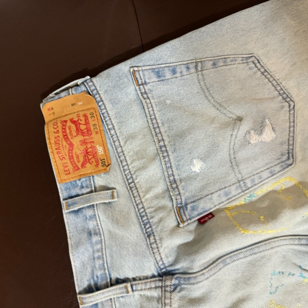 Levi's 501 Custom Worn Look W/ Patchwork Size 38x… - image 6